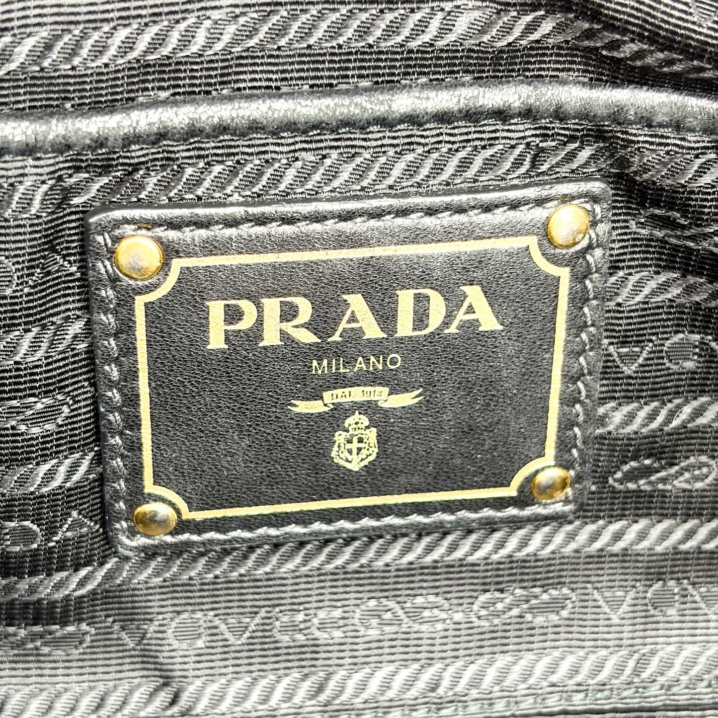 Prada Tessuto Gaufre Shirred Tote Bag Black