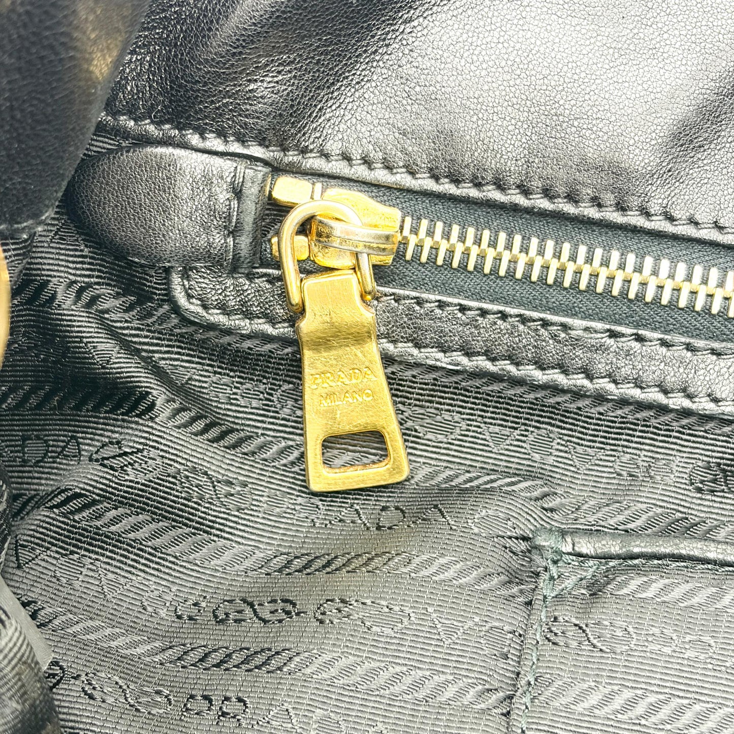 Prada Tessuto Gaufre Shirred Tote Bag Black