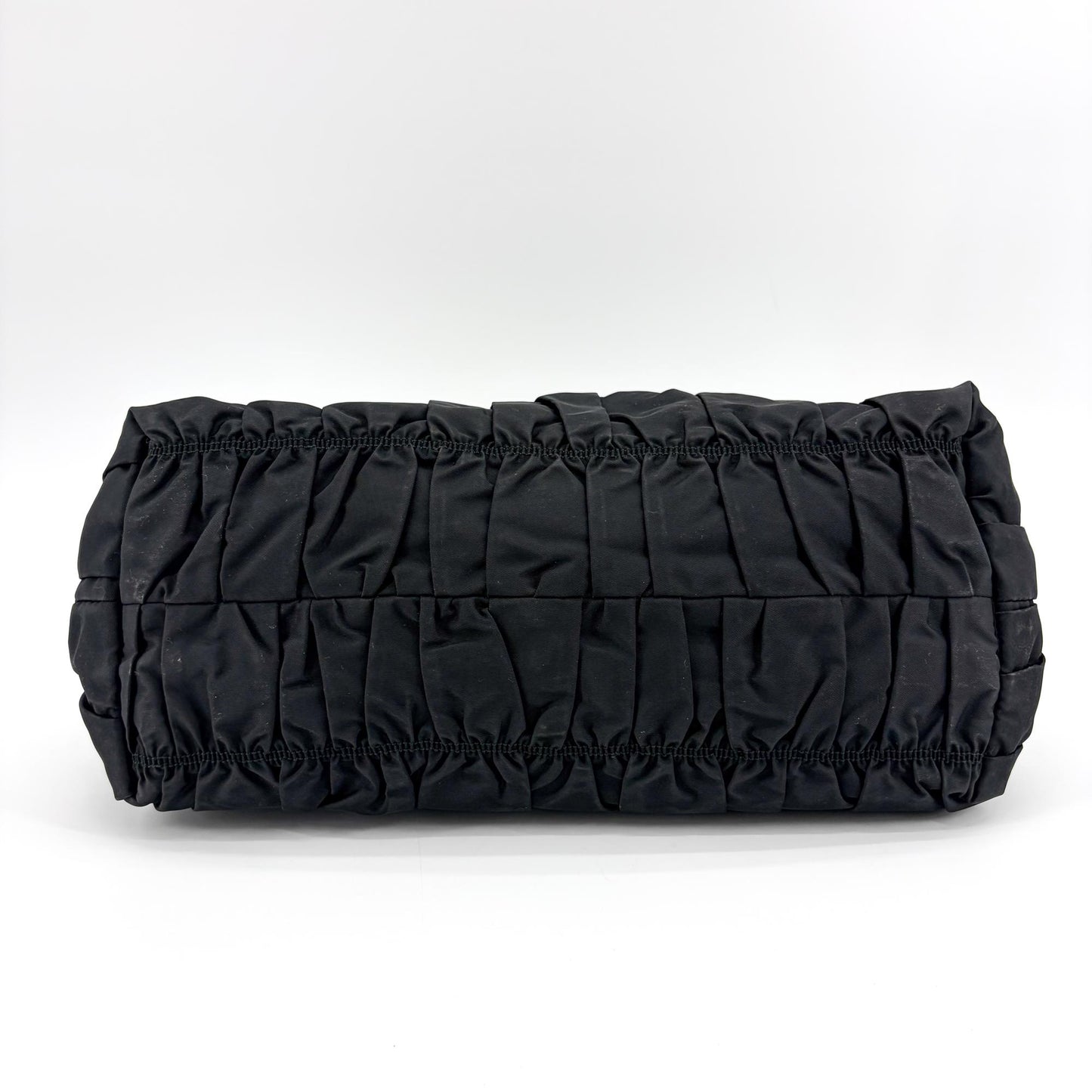 Prada Tessuto Gaufre Shirred Tote Bag Black