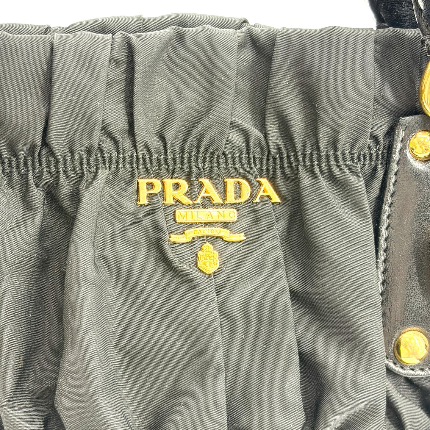 Prada Tessuto Gaufre Shirred Tote Bag Black