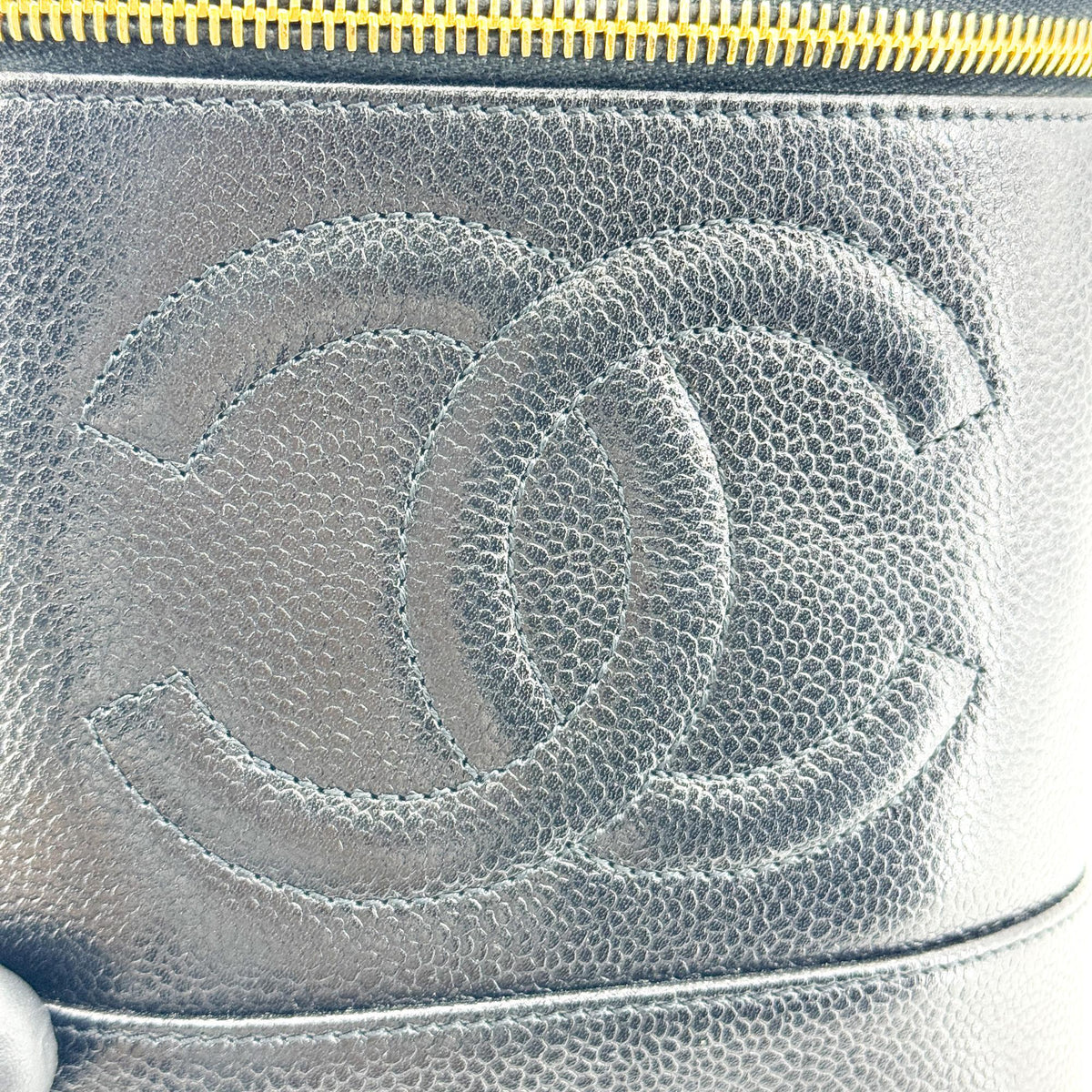 Chanel Caviar CC Logo Vanity Bag Black Gold Hardware
