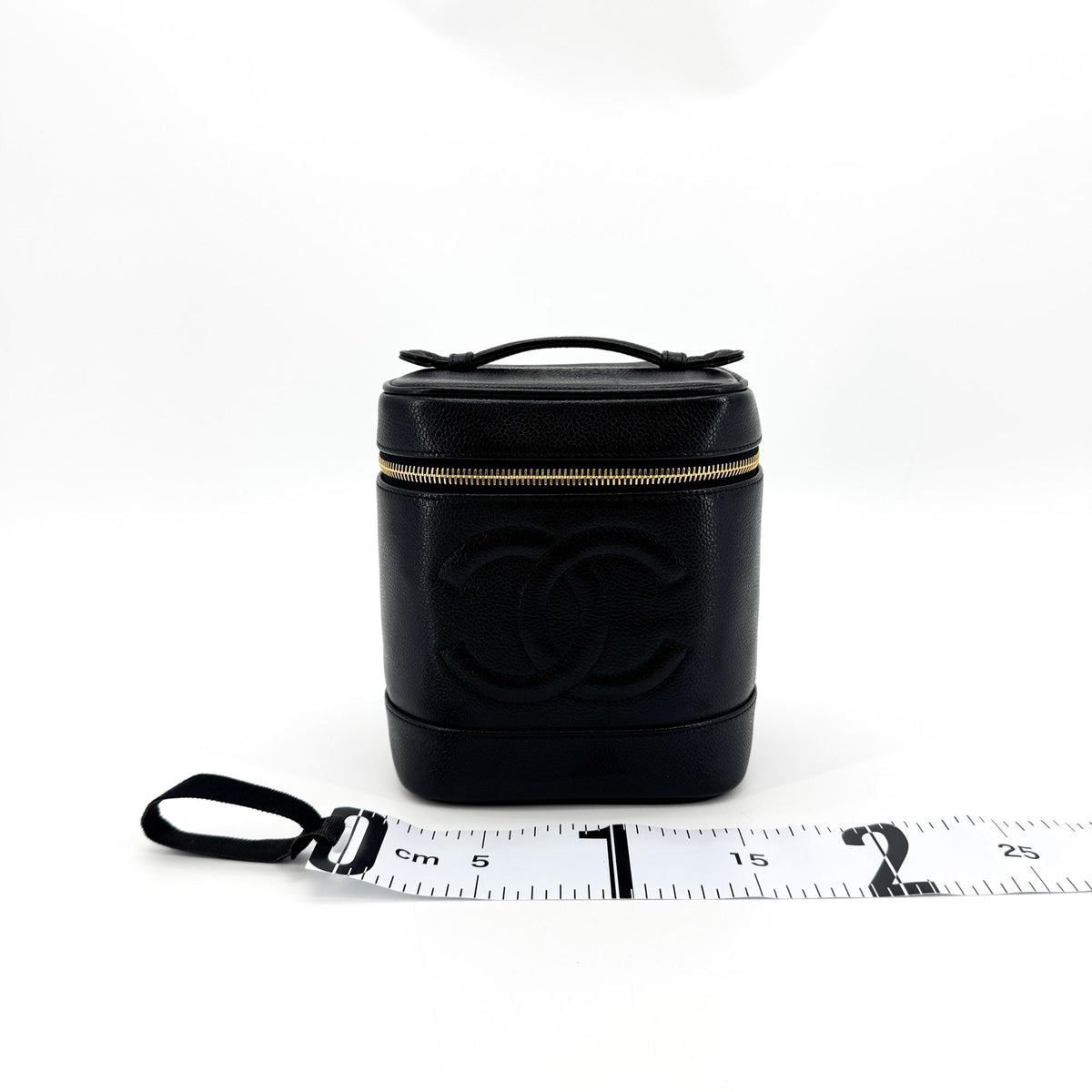 Chanel Caviar CC Logo Vanity Bag Black Gold Hardware