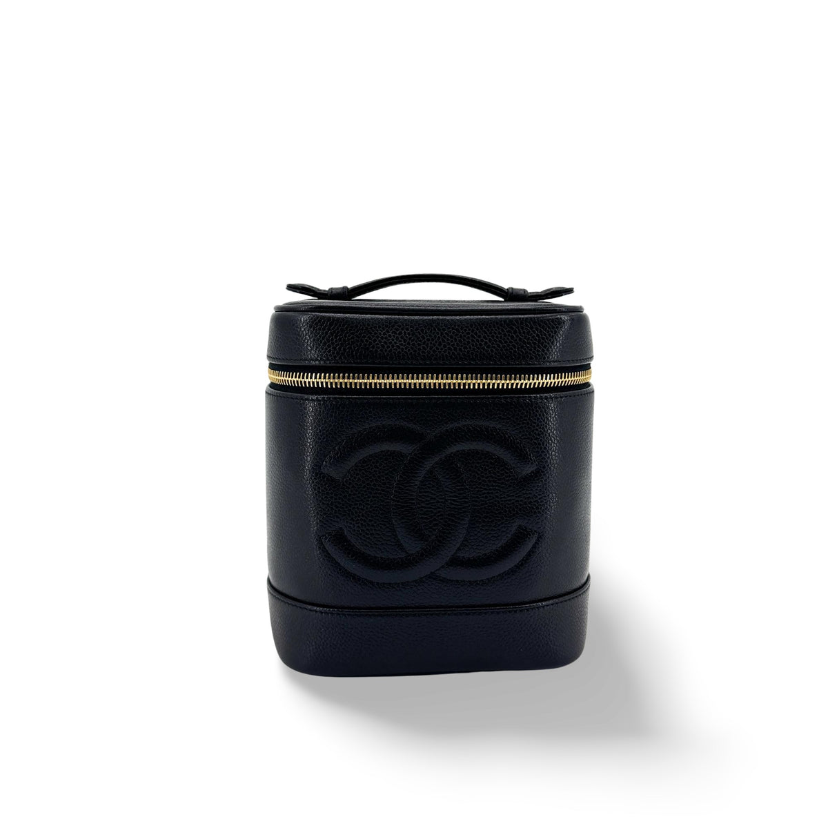 Chanel Caviar CC Logo Vanity Bag Black Gold Hardware