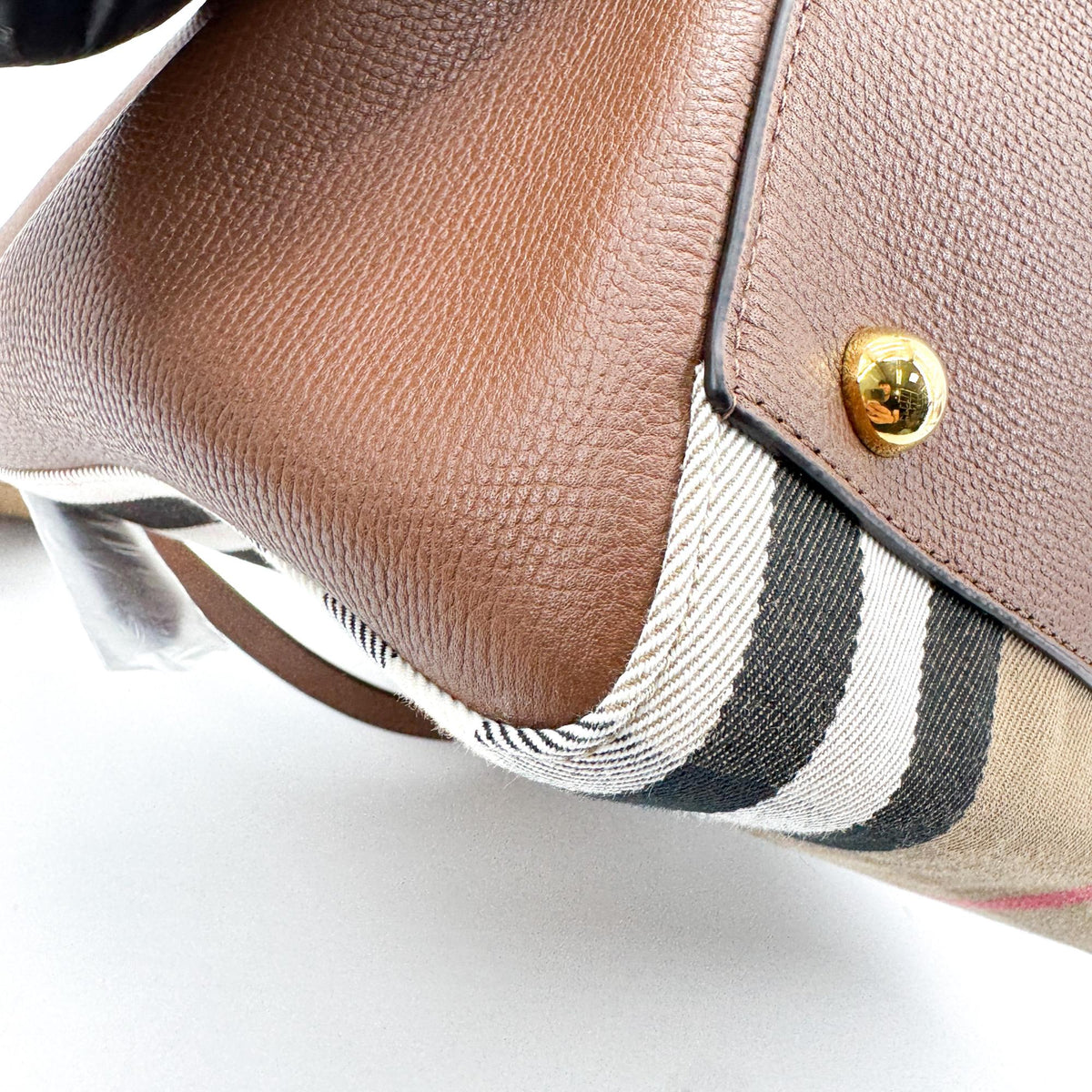 Burberry Small House Check Leather Crossbody Bag Brown