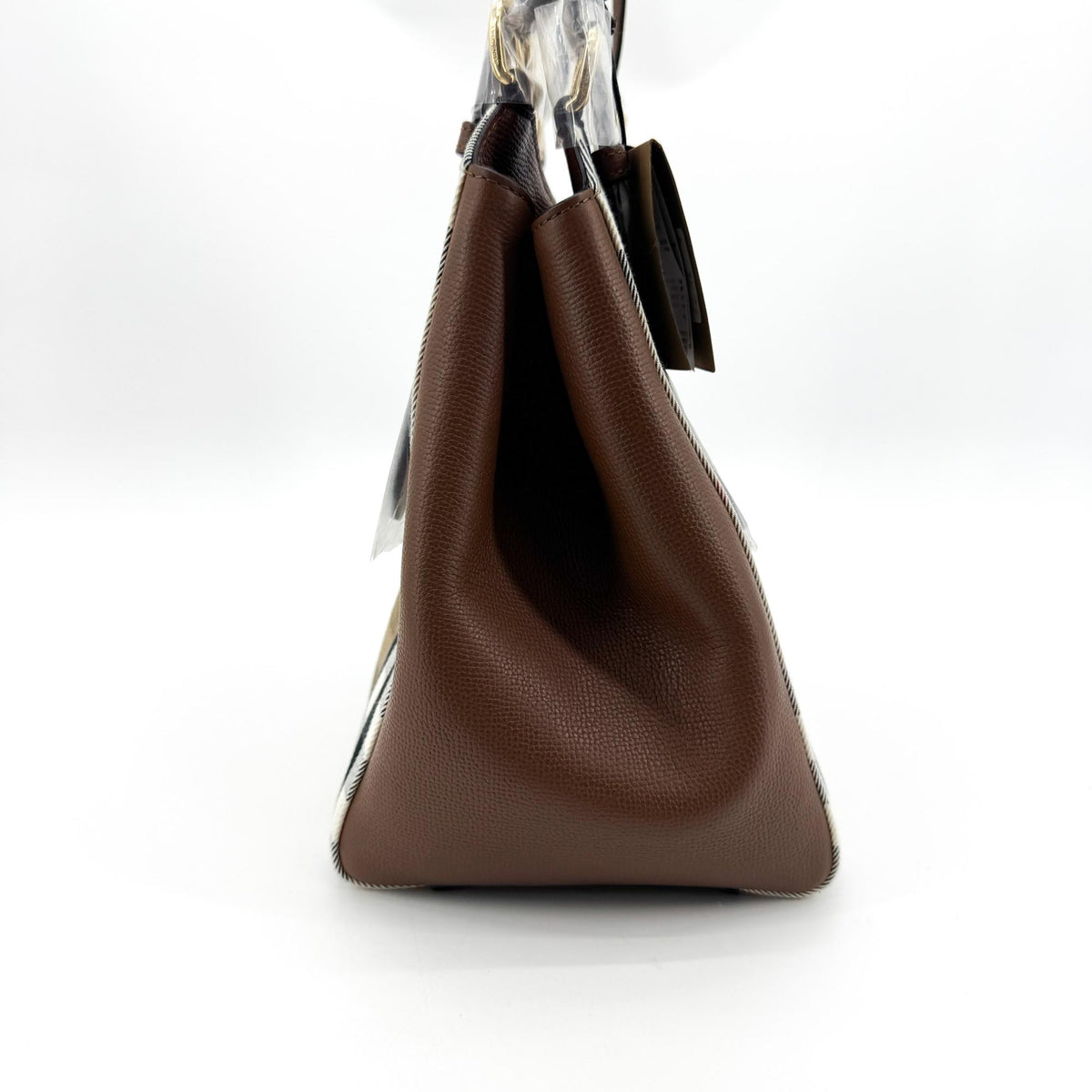 Burberry Small House Check Leather Crossbody Bag Brown