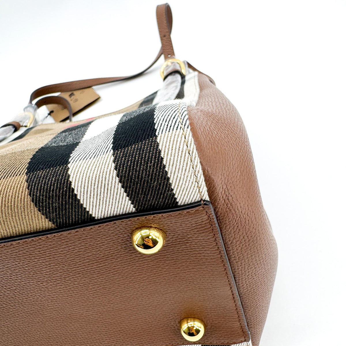 Burberry Small House Check Leather Crossbody Bag Brown