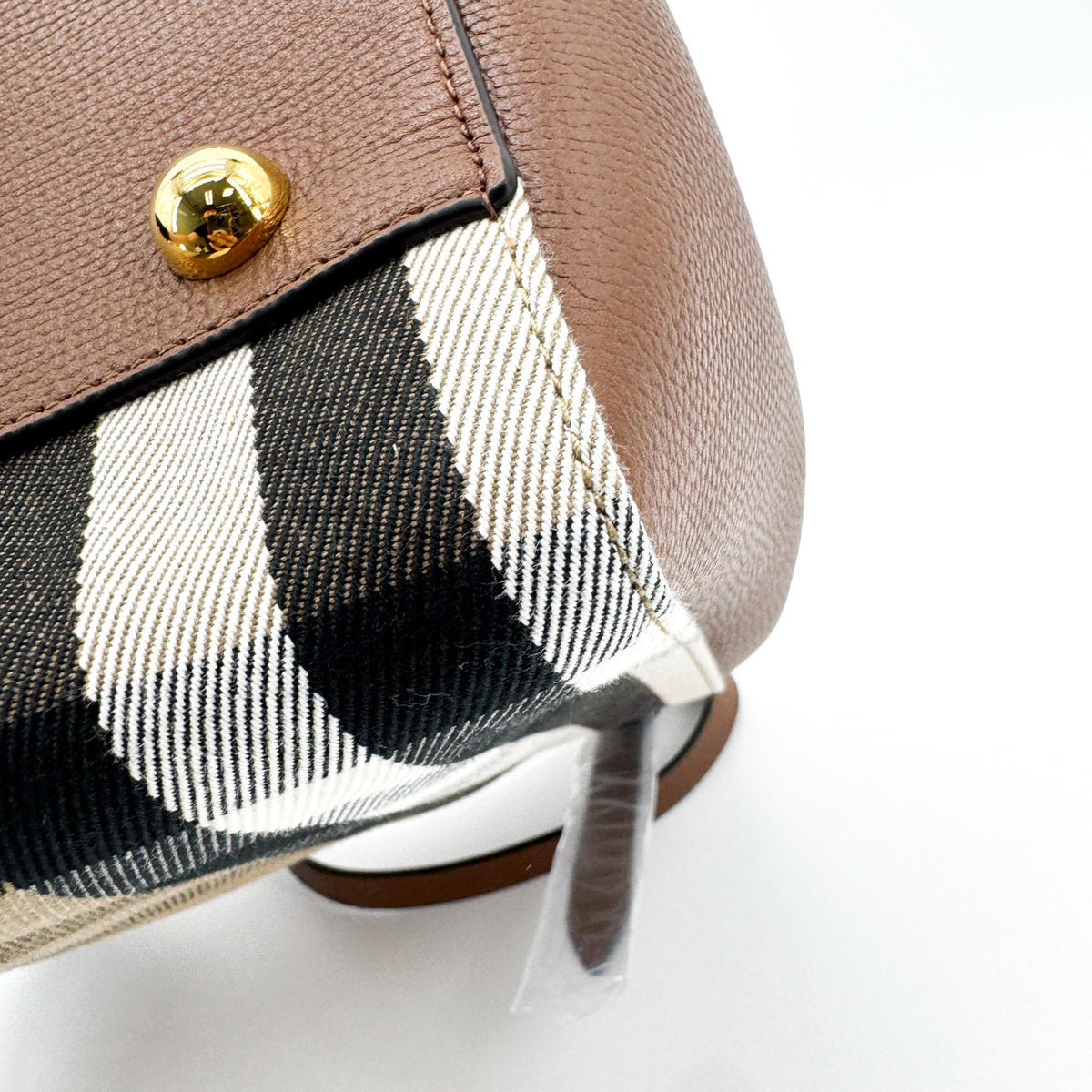 Burberry Small House Check Leather Crossbody Bag Brown