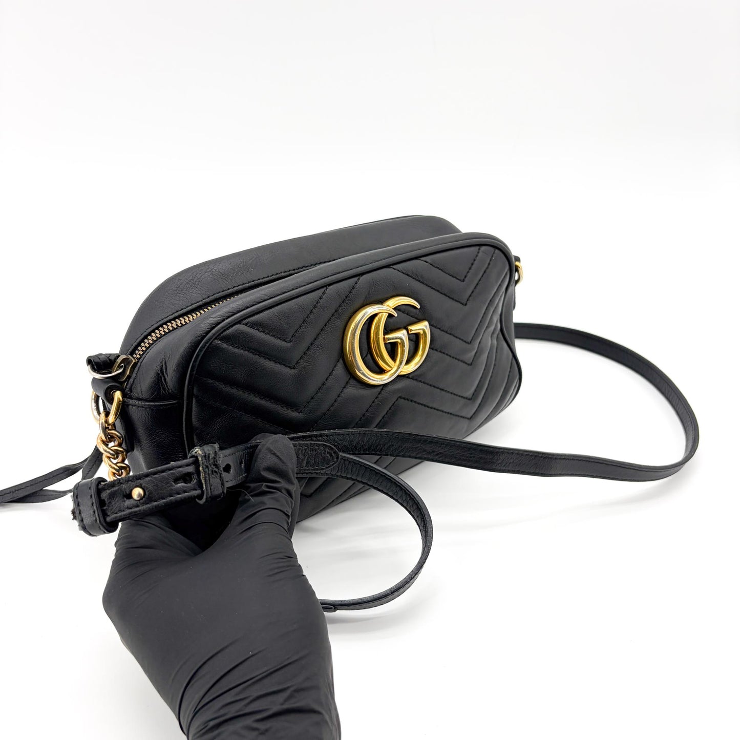 Gucci GG Marmont Matelassé Small Camera Bag Shoulder Bag Black