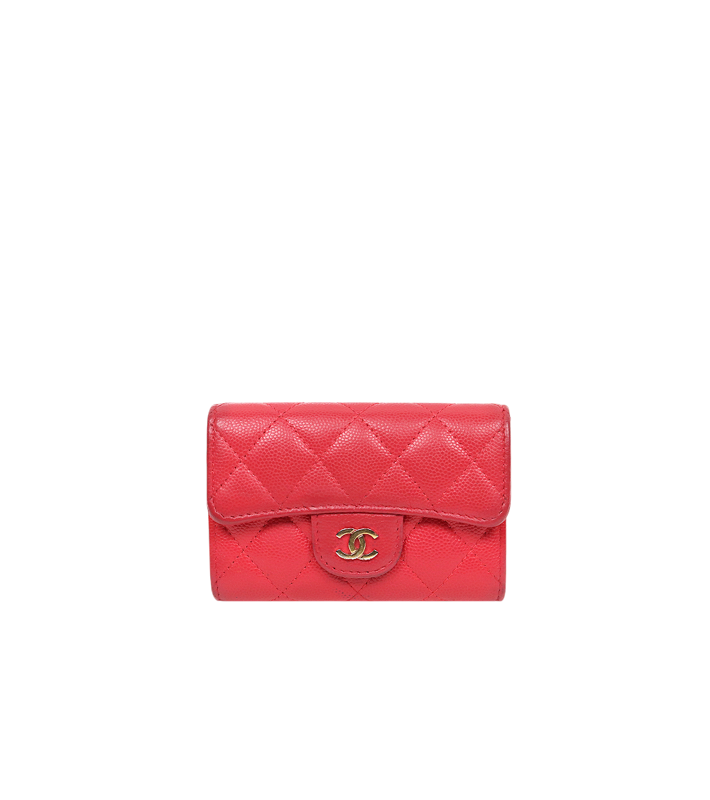 Chanel Red Caviar Skin Card Wallet