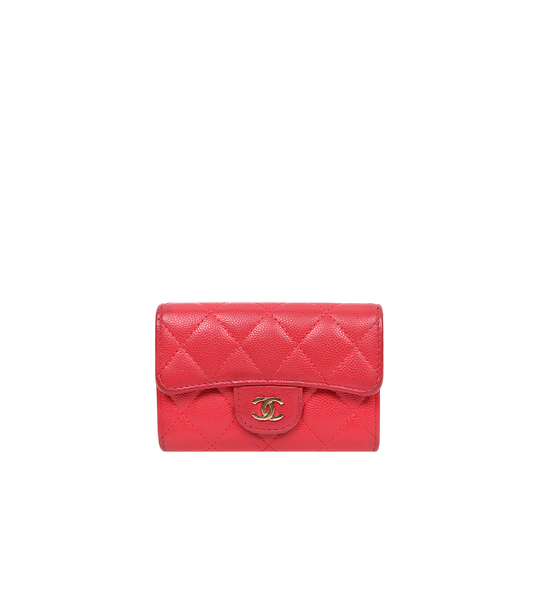 Chanel Red Caviar Skin Card Wallet