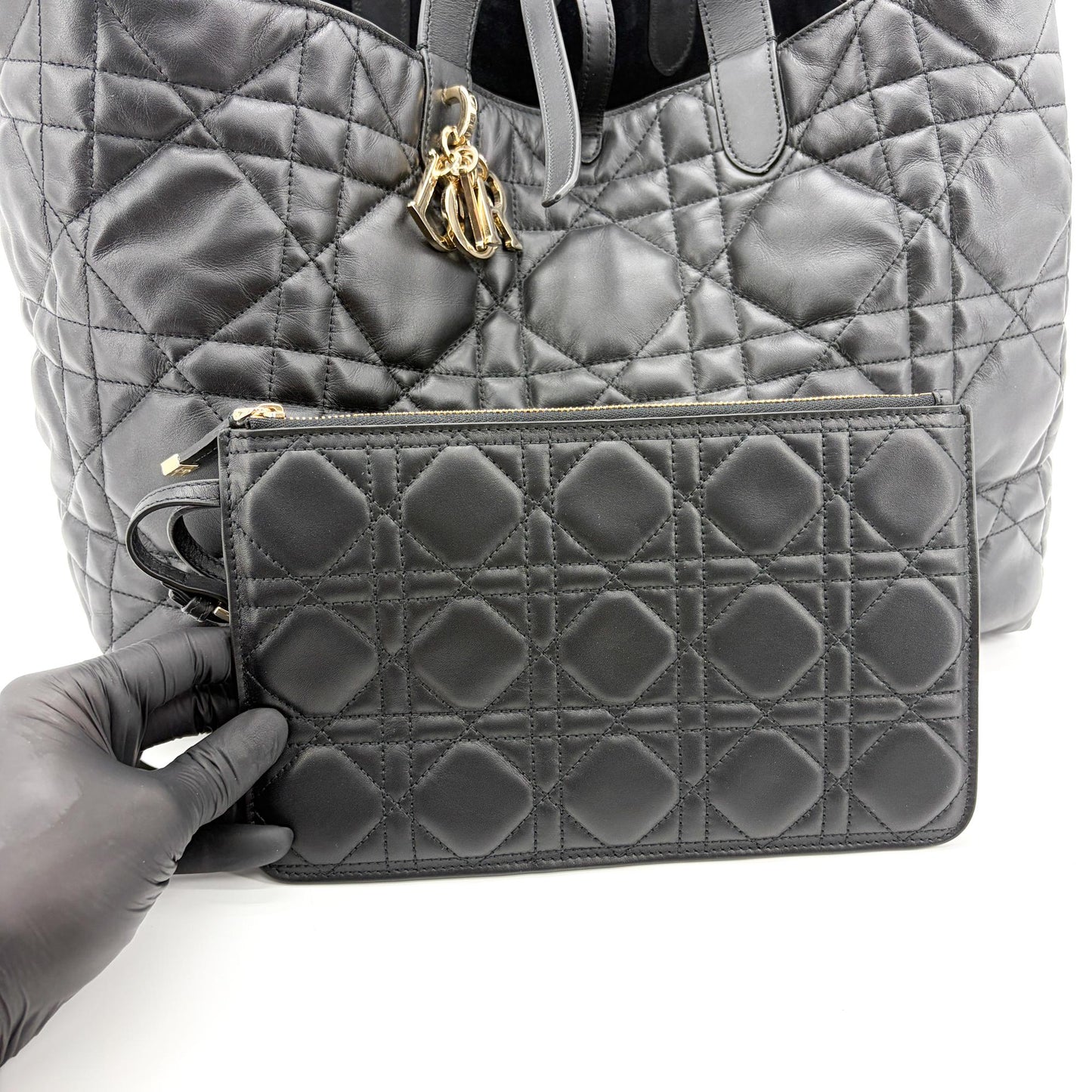 Dior Toujours Large Soft Shopper Bag Black Gold Hardware