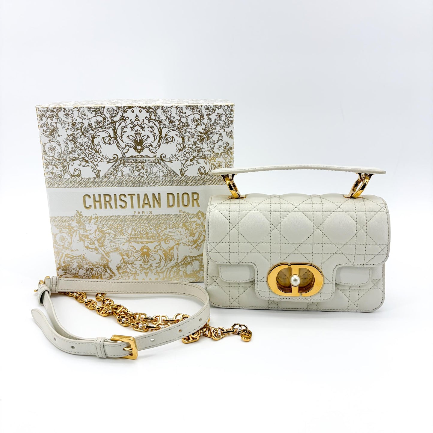 Dior Micro Caro Bag White Canage Calfskin