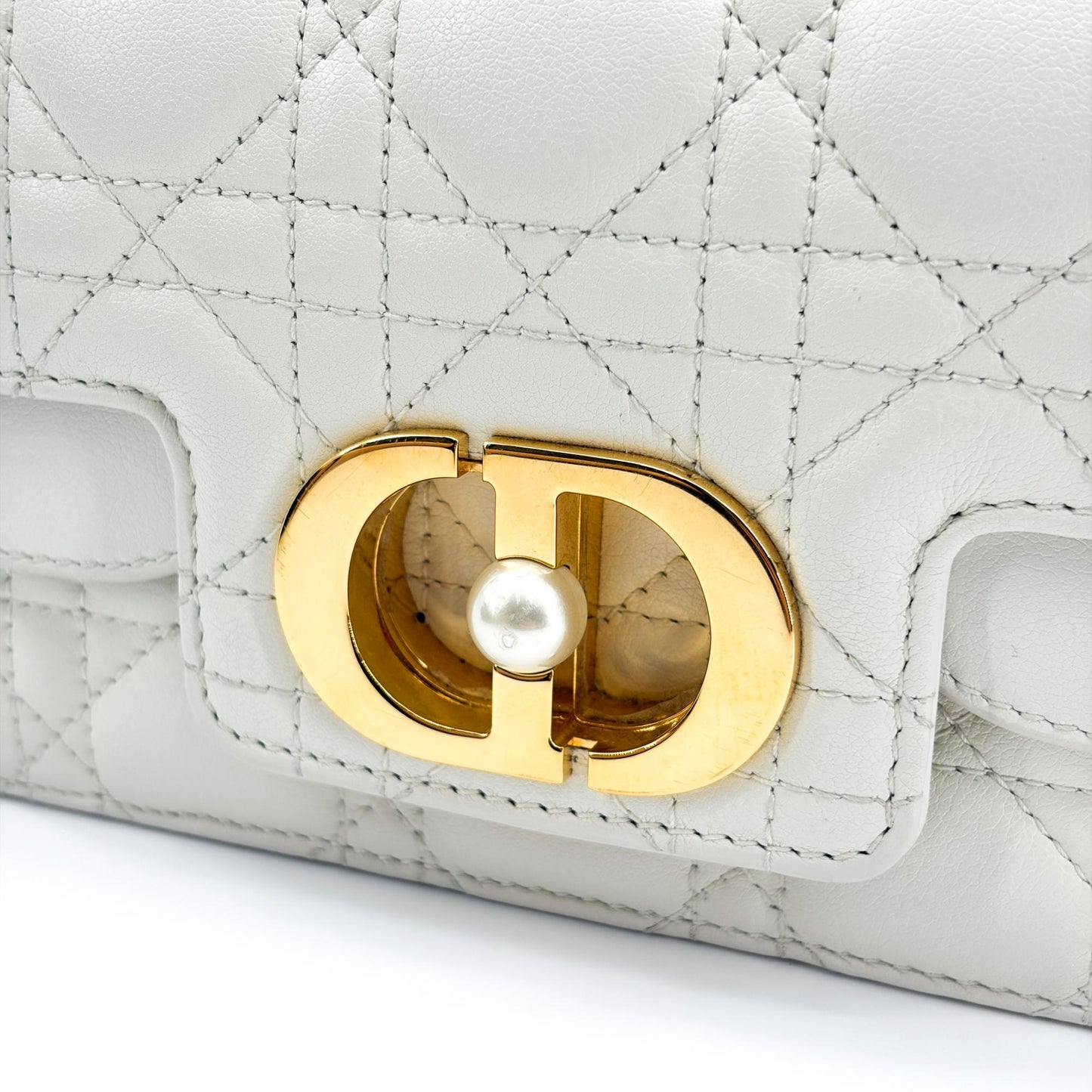 Dior Micro Caro Bag White Canage Calfskin