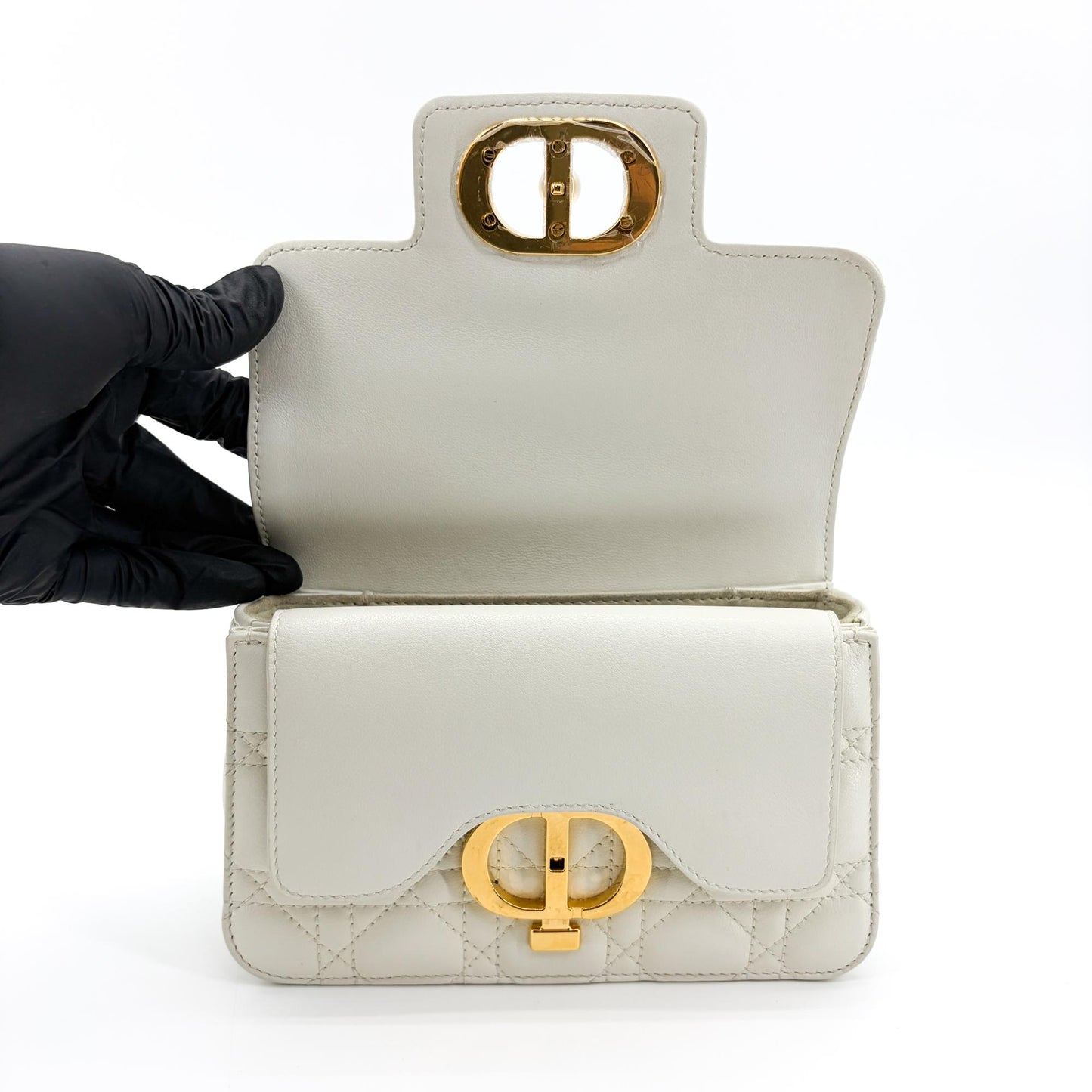 Dior Micro Caro Bag White Canage Calfskin