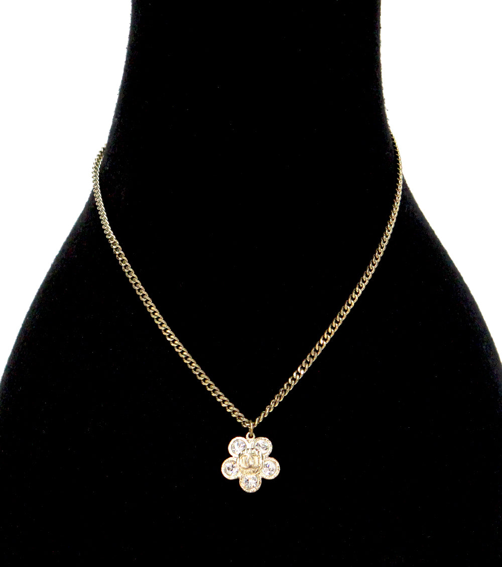 Chanel Cubic Flower CC Gold Necklace