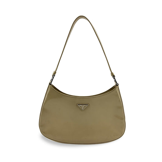Prada Cleo Brushed Leather Shoulder Bag Khaki