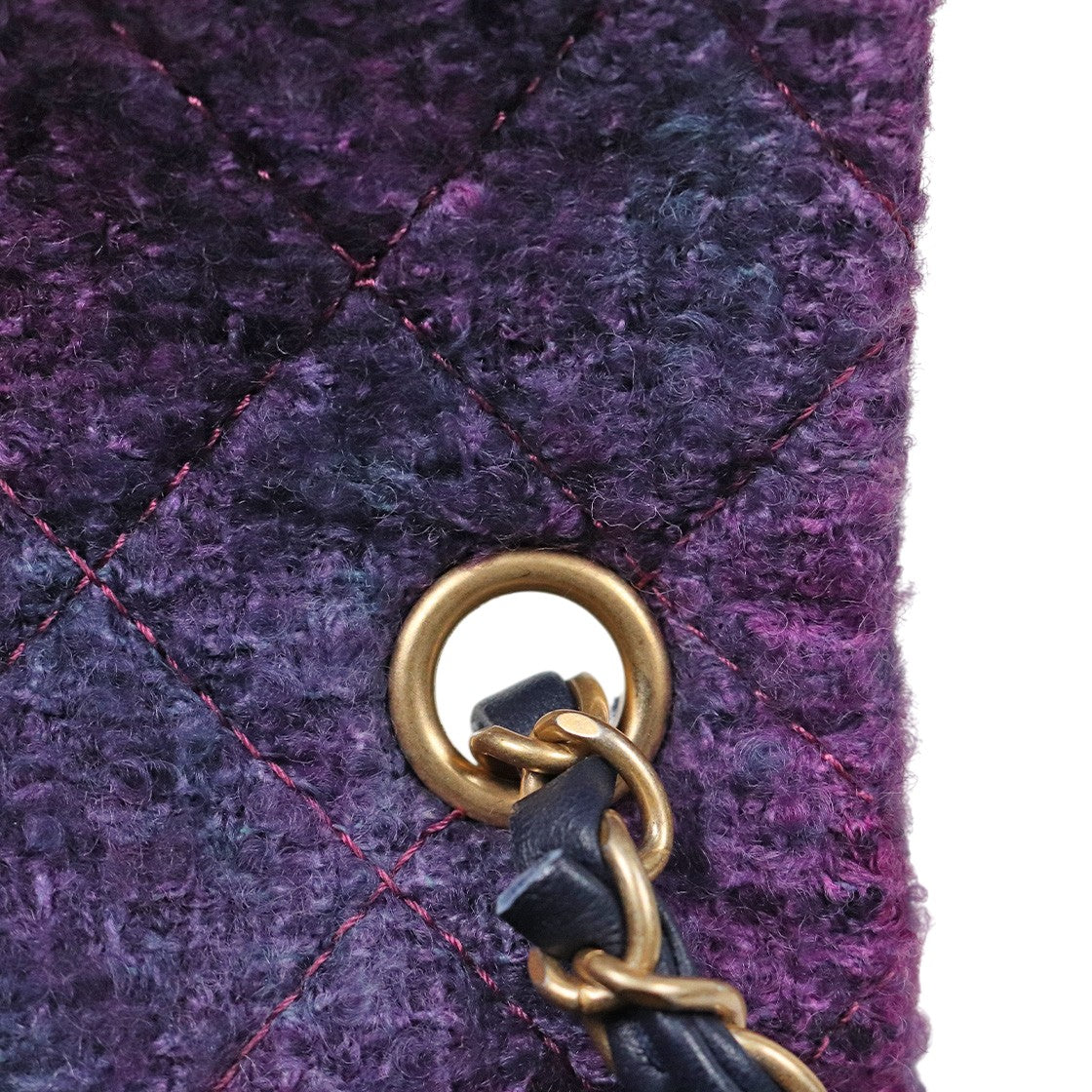 Chanel Black and Purple Shearling Flap Crossbody Bag