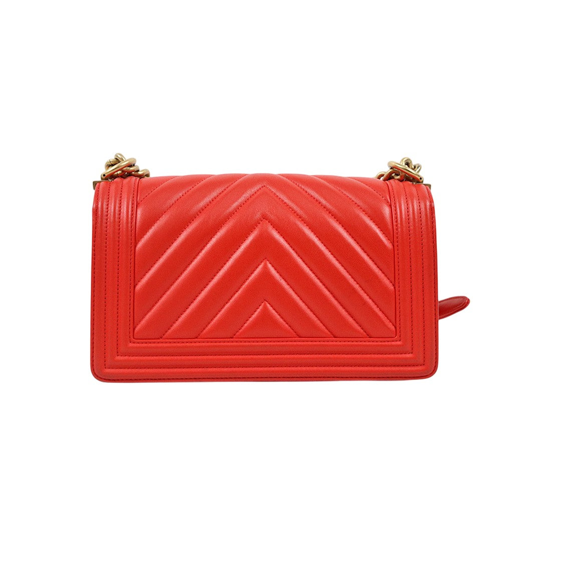 Chanel Medium Red Chevron Boy Shoulder Bag