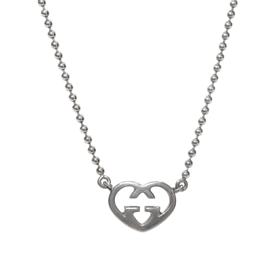 Gucci Heart Interlocking G Silver Necklace