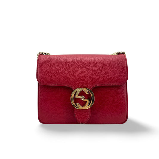 Gucci Interlocking G Chain Crossbody Bag Red