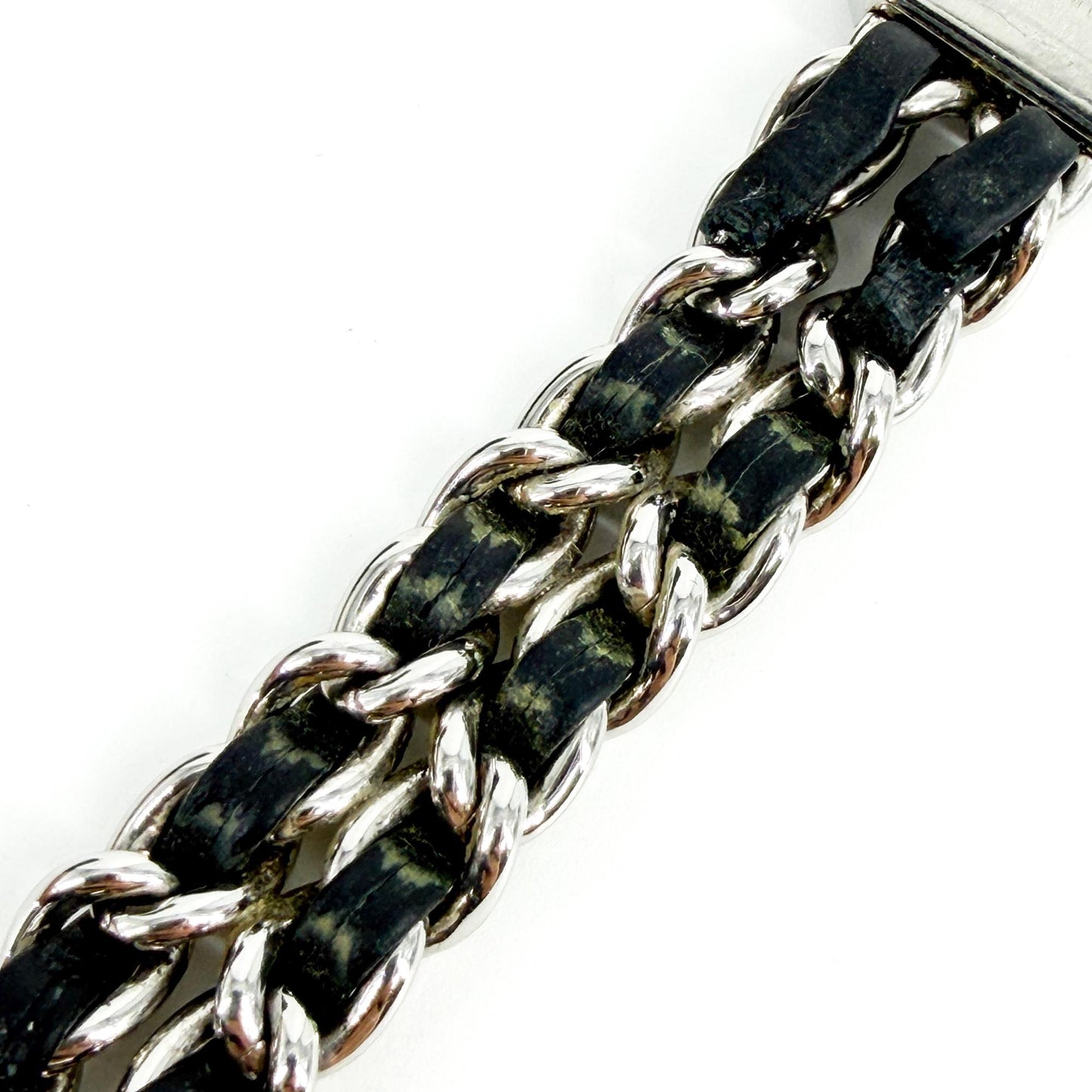 Chanel Première Steel Black Leather Chain Watch