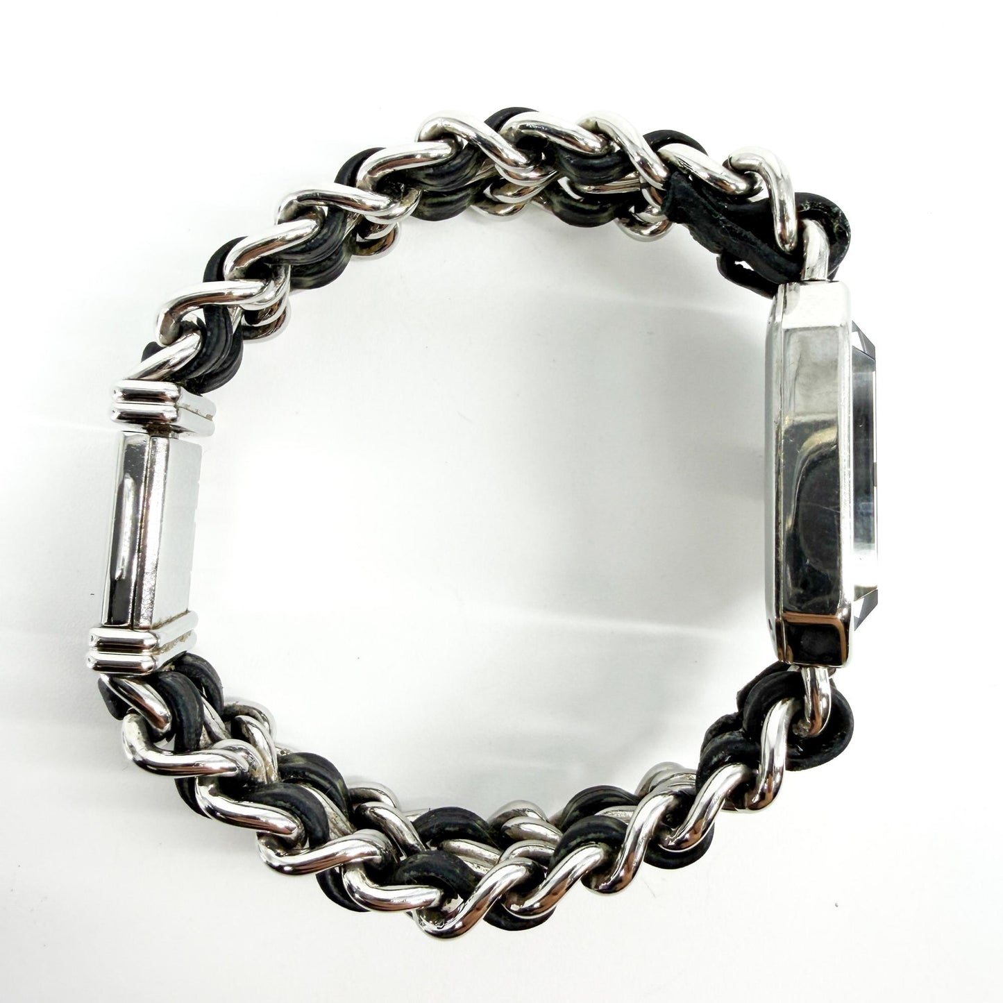 Chanel Première Steel Black Leather Chain Watch