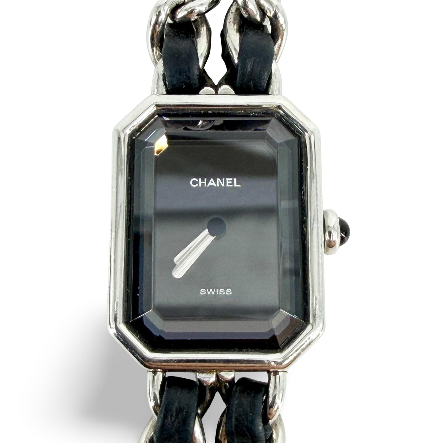 Chanel Première Steel Black Leather Chain Watch