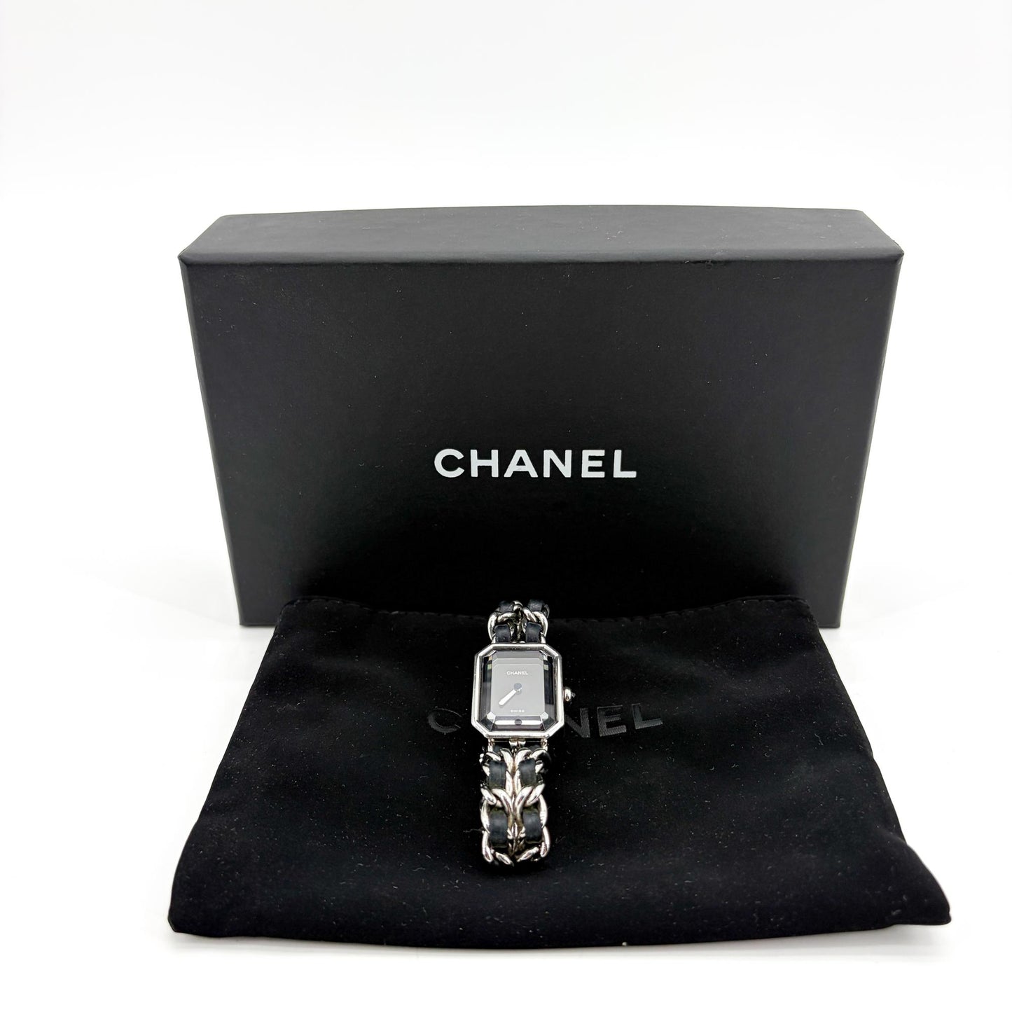 Chanel Première Steel Black Leather Chain Watch
