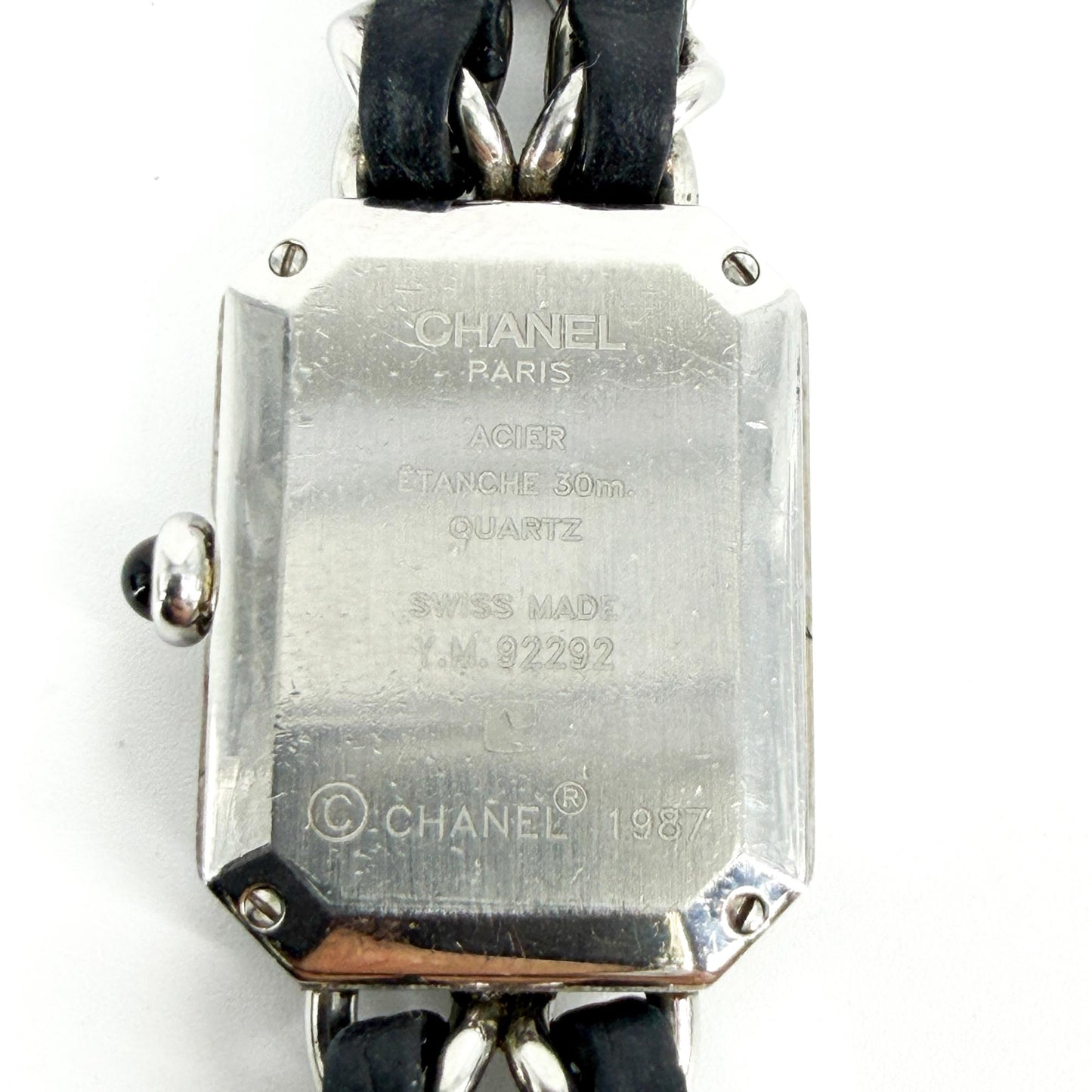 Chanel Première Steel Black Leather Chain Watch