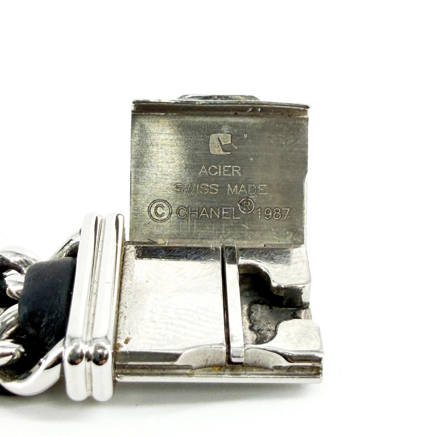 Chanel Première Steel Black Leather Chain Watch