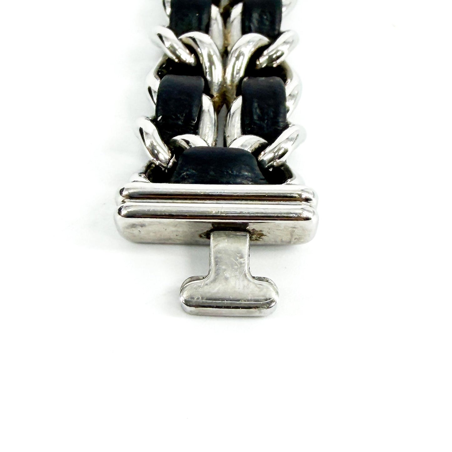 Chanel Première Steel Black Leather Chain Watch