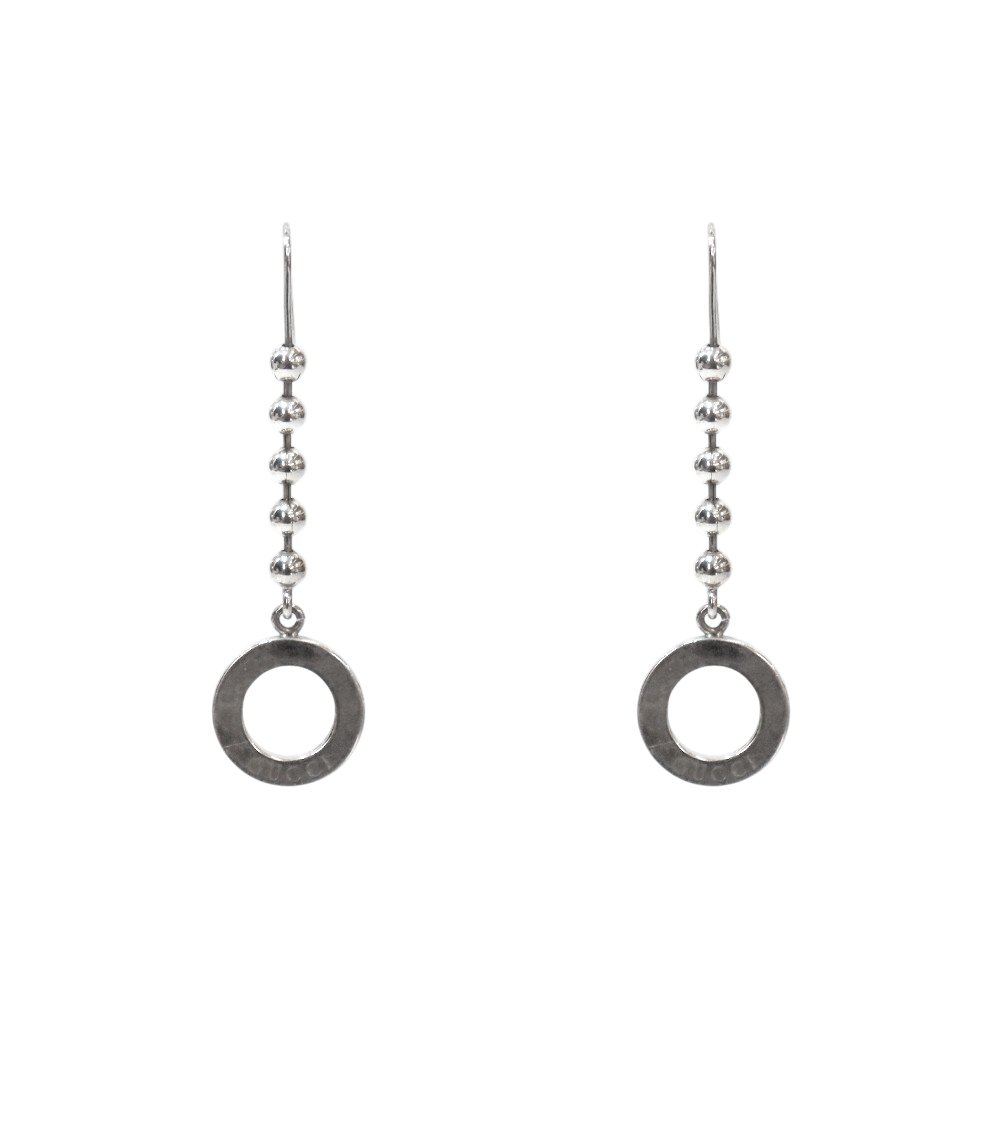 Gucci Round Drop Silver Earrings