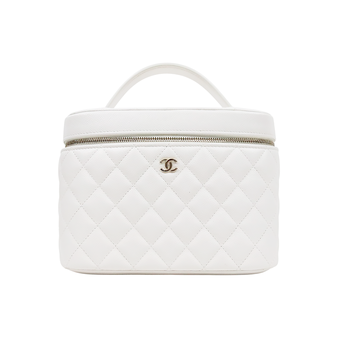 Chanel White Caviar Cosmetics Vanity Bag