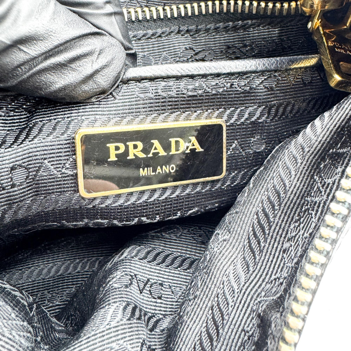 Prada Re-Ylon Tessuto Crossbody Bag Black with Gold Hardware