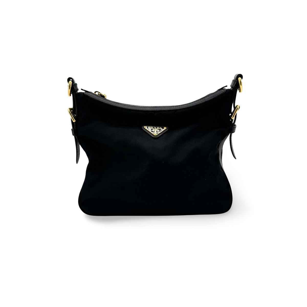 Prada Re-Ylon Tessuto Crossbody Bag Black with Gold Hardware
