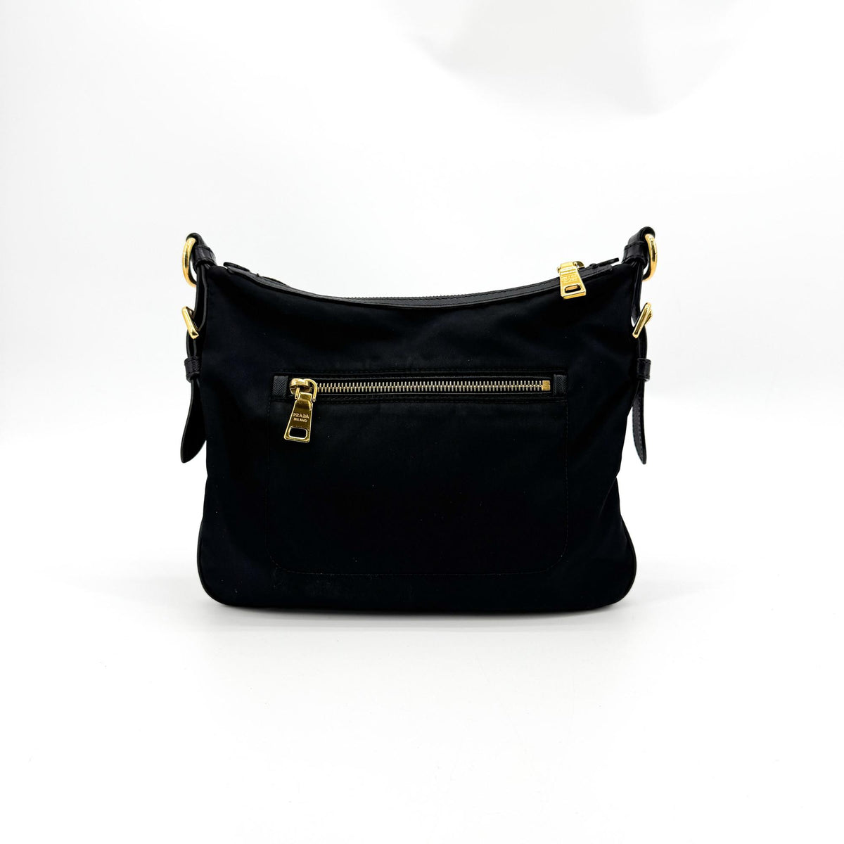 Prada Re-Ylon Tessuto Crossbody Bag Black with Gold Hardware
