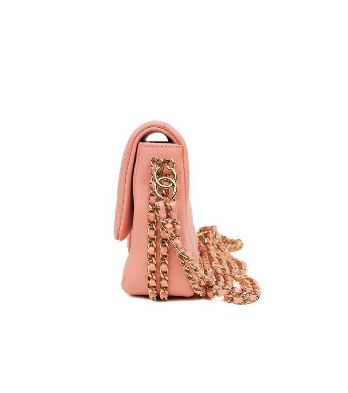 Chanel Pink Caviar Quilted CC Chain Shoulder Bag with Built-in Chip