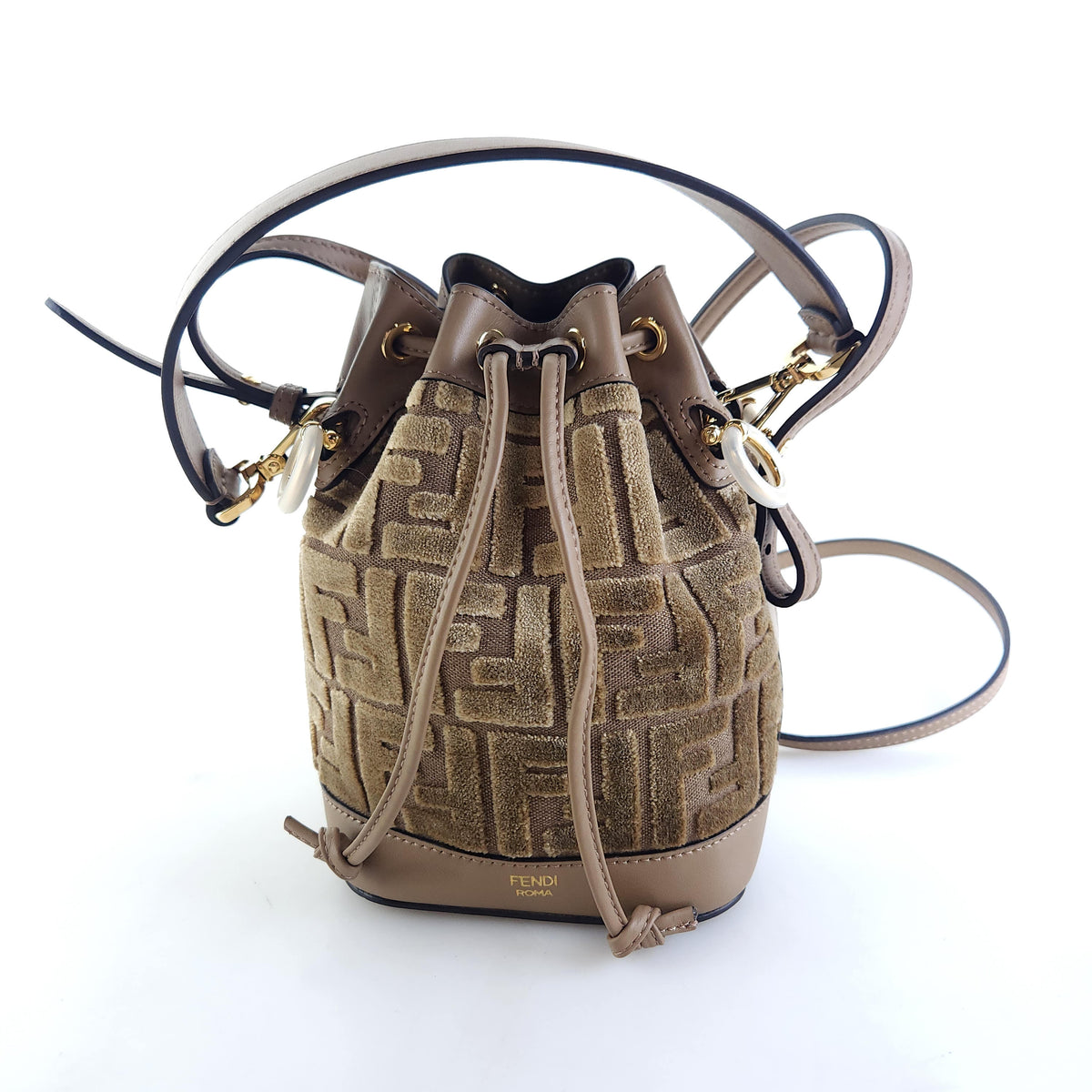 Mini Velvet FF Montrezzo Bucket Bag Tote Bag Crossbody Bag 8BS093