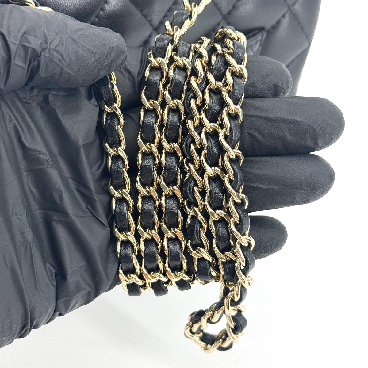シャネル クラシック ミニ トップハンドル フラップバッグ ラムスキン ゴールド金具 ブラック