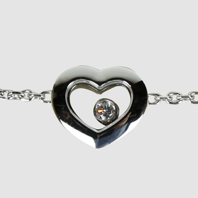Happy Diamond Heart White Gold Bracelet