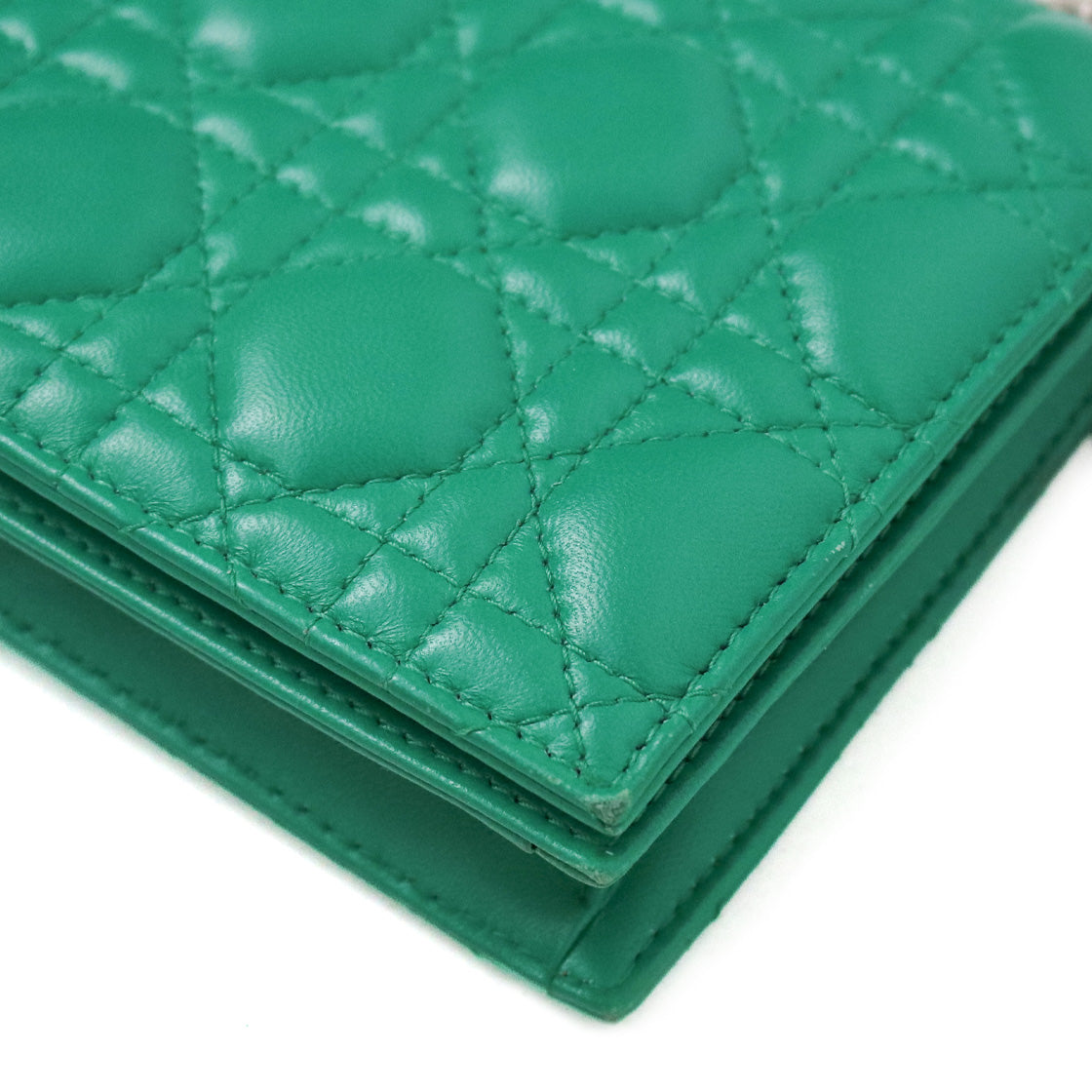 Dior Green Cannage Chain Crossbody Bag
