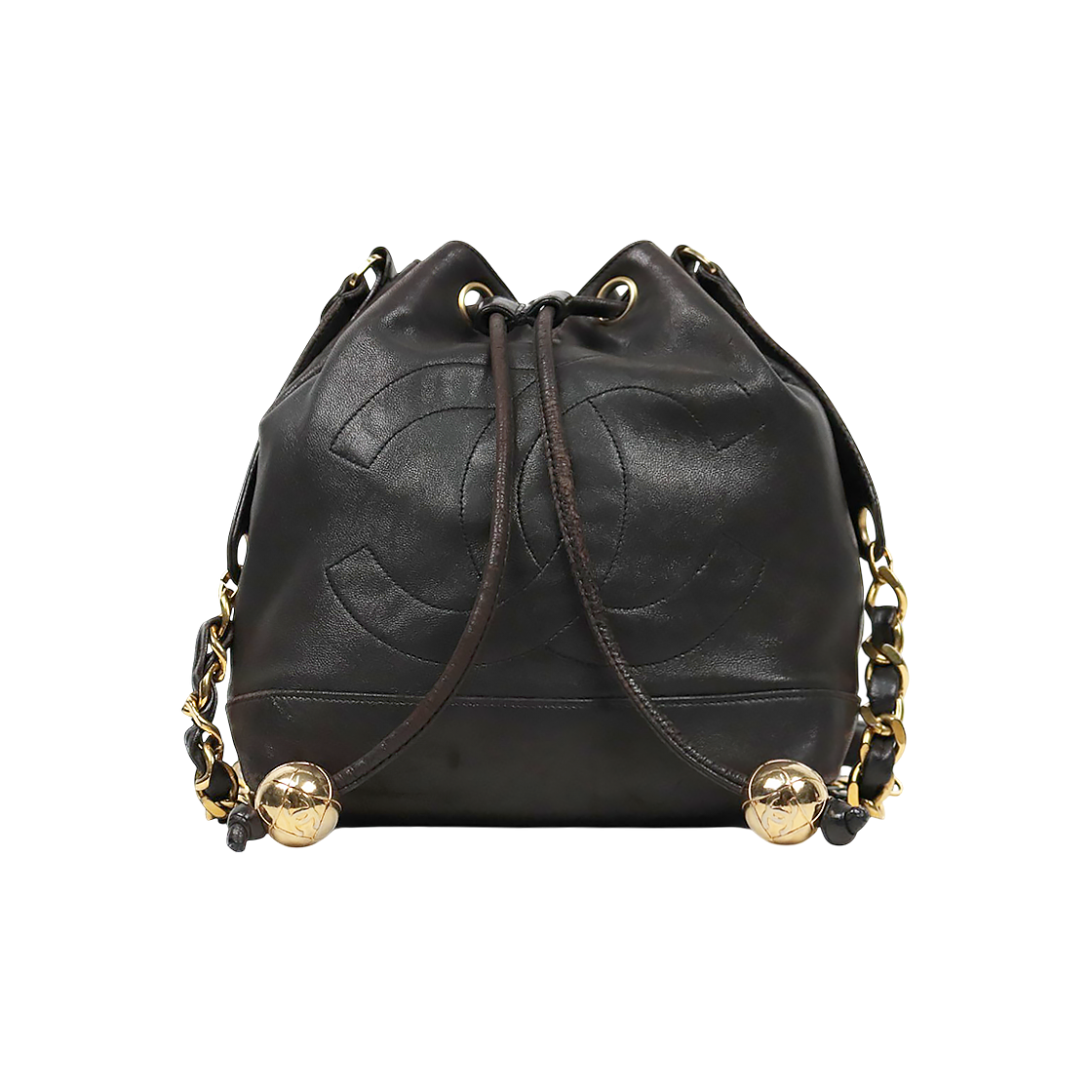Chanel Black Big CC Golden Ball Bucket Bag