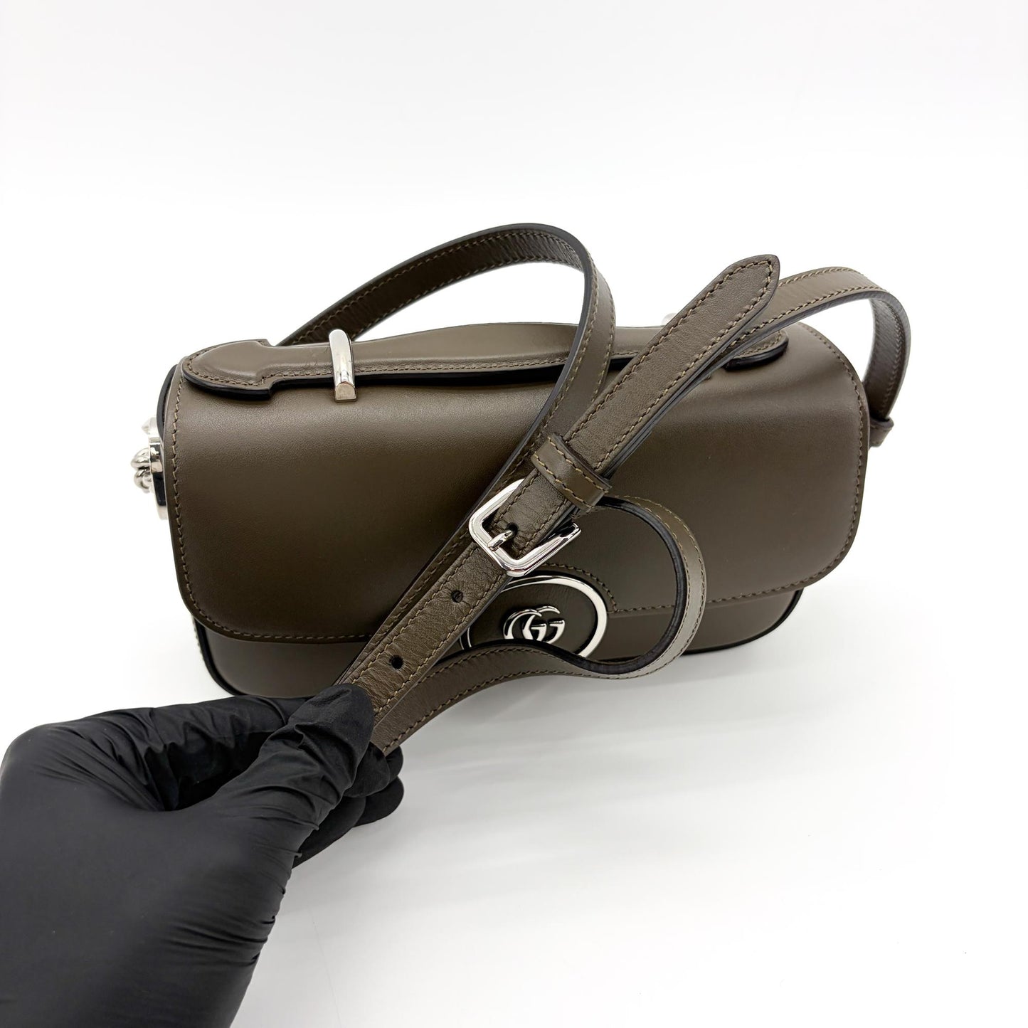 Gucci Blondie Small Shoulder Bag Dark Green Silver Hardware