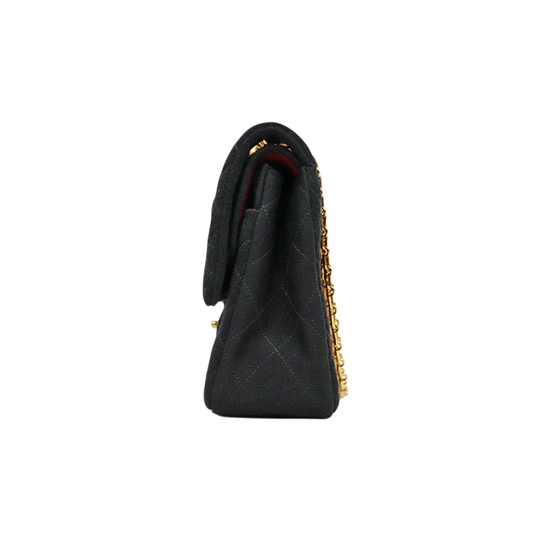 Chanel Black Quilted Fabric CC Flap Chain Shoulder Bag