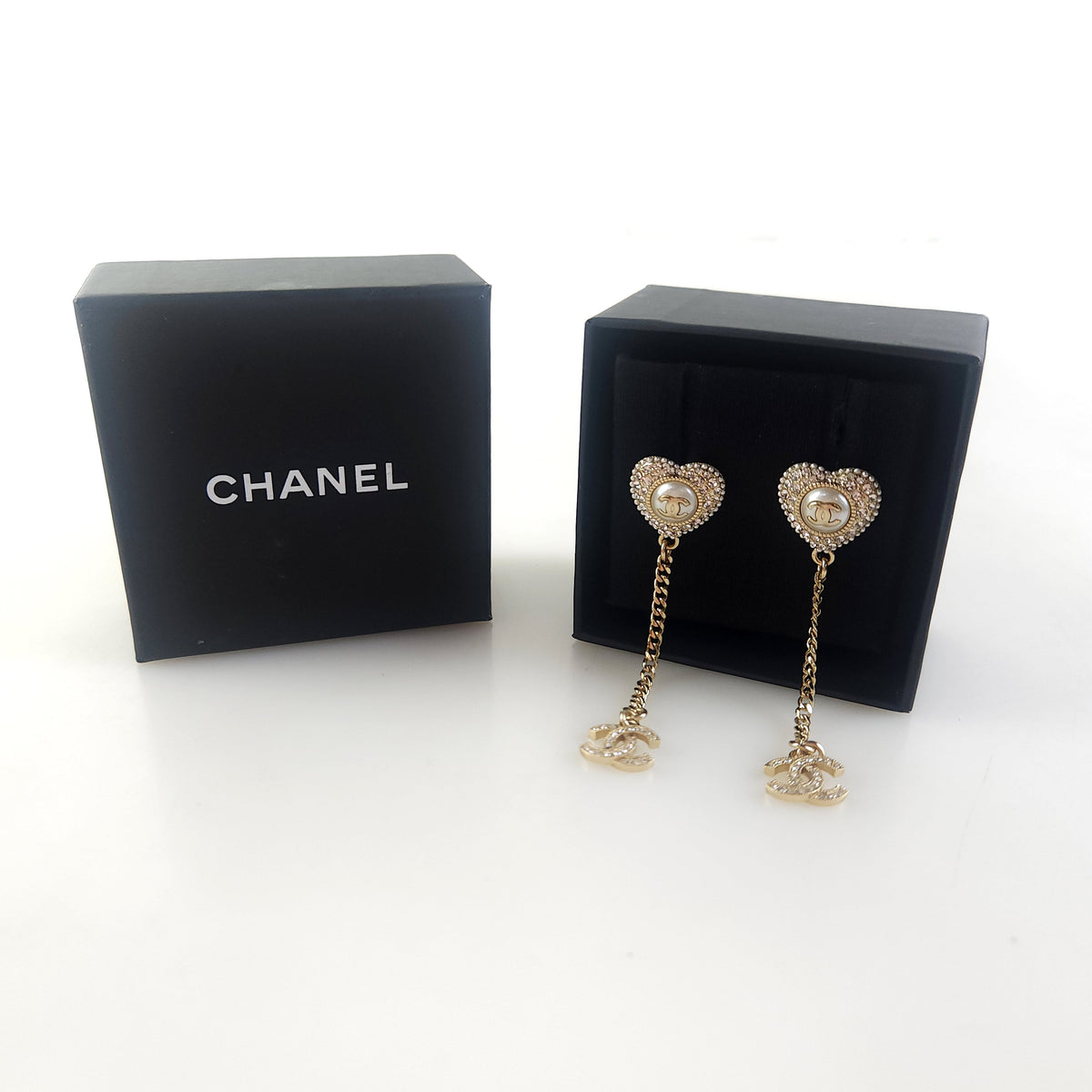 Heart CC Crystal Drop Earrings