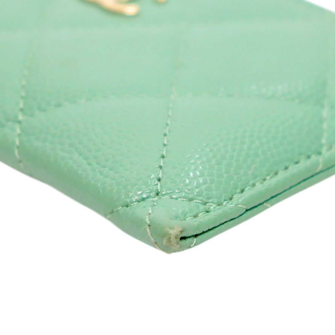 Chanel Green Caviar Skin Card Wallet