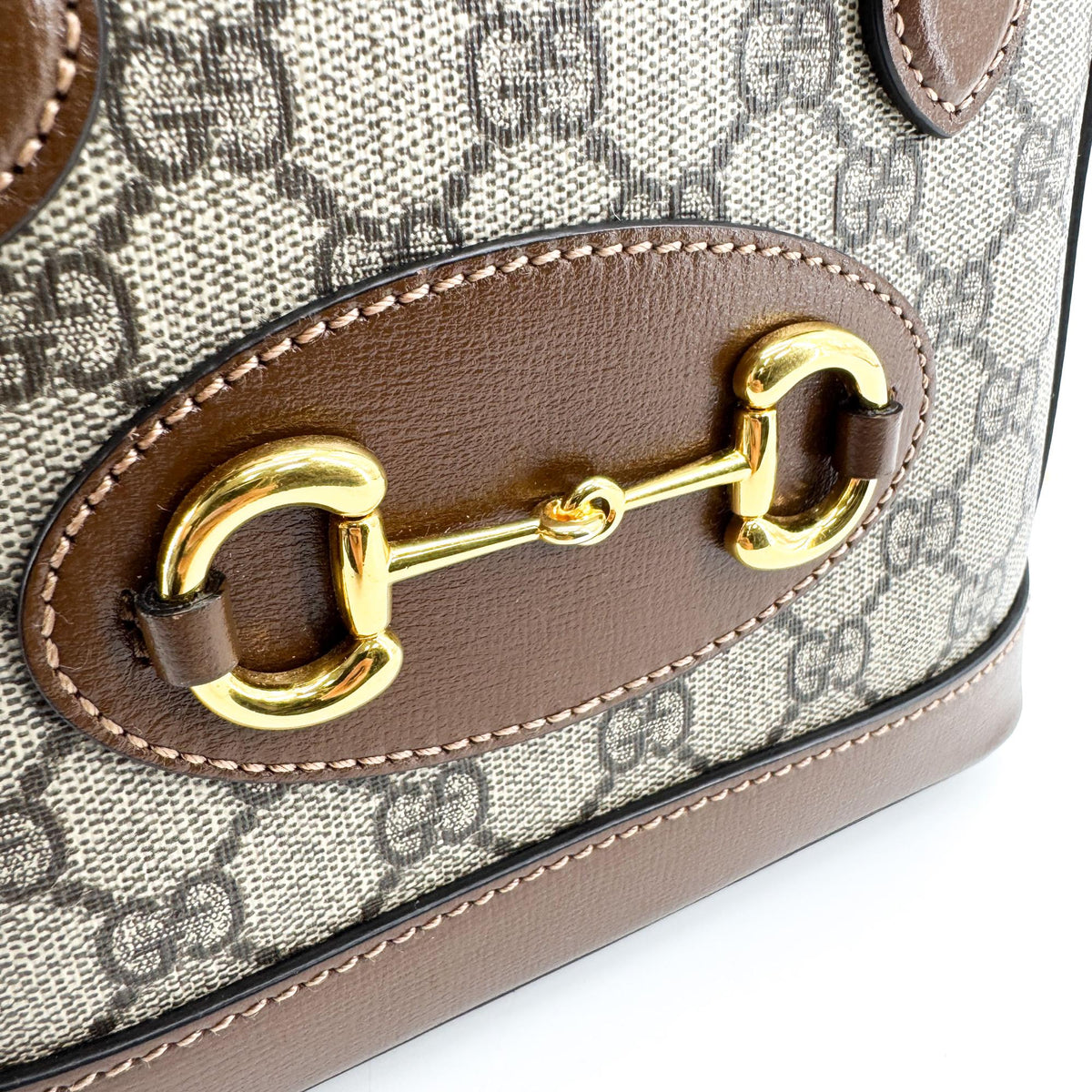Gucci Horsebit 1955 Mini Top Handle Bag GG Supreme Brown