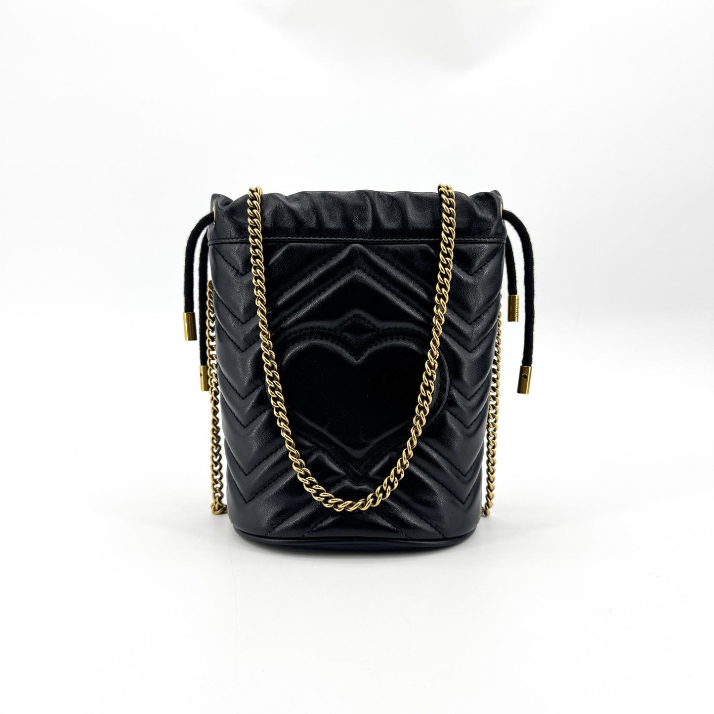 Gucci GG Marmont Mini Bucket Bag Black with Gold Hardware