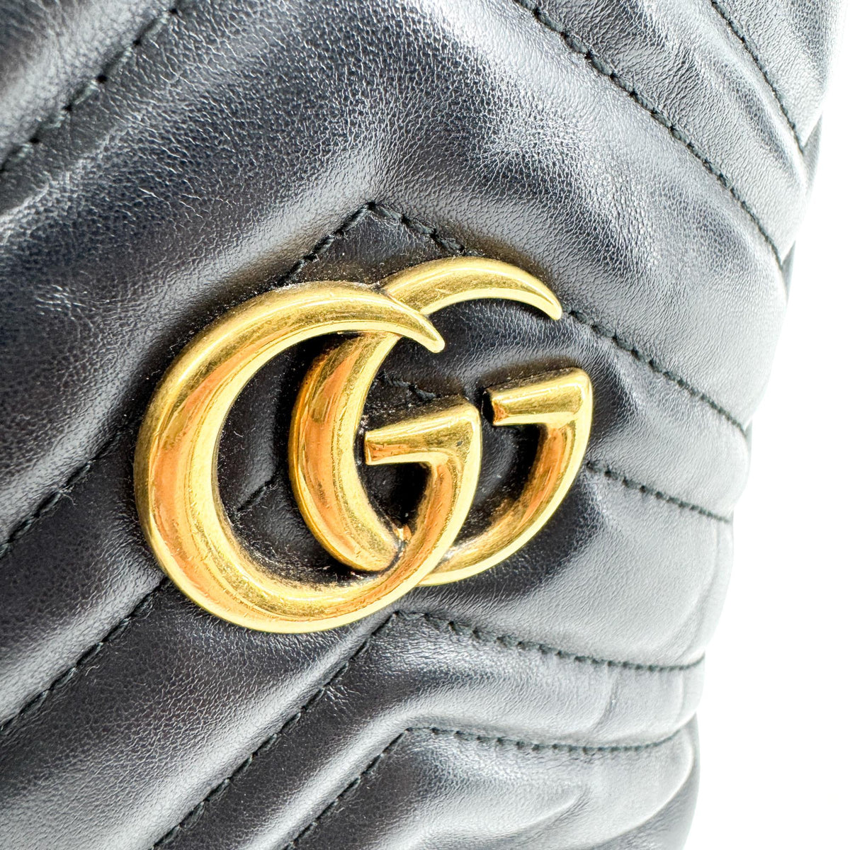 Gucci GG Marmont Mini Bucket Bag Black with Gold Hardware