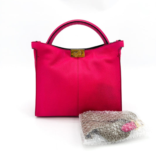 Fendi Peekaboo X-Lite Medium Tote Bag Pink Gold Hardware